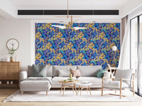 Papier peint motif jardin néon vibrant