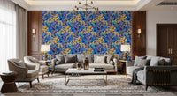 Papier peint motif jardin néon vibrant