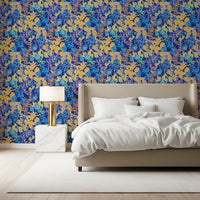 Papier peint motif jardin néon vibrant