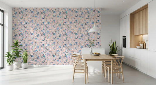 Papier peint floraison bleue sereine