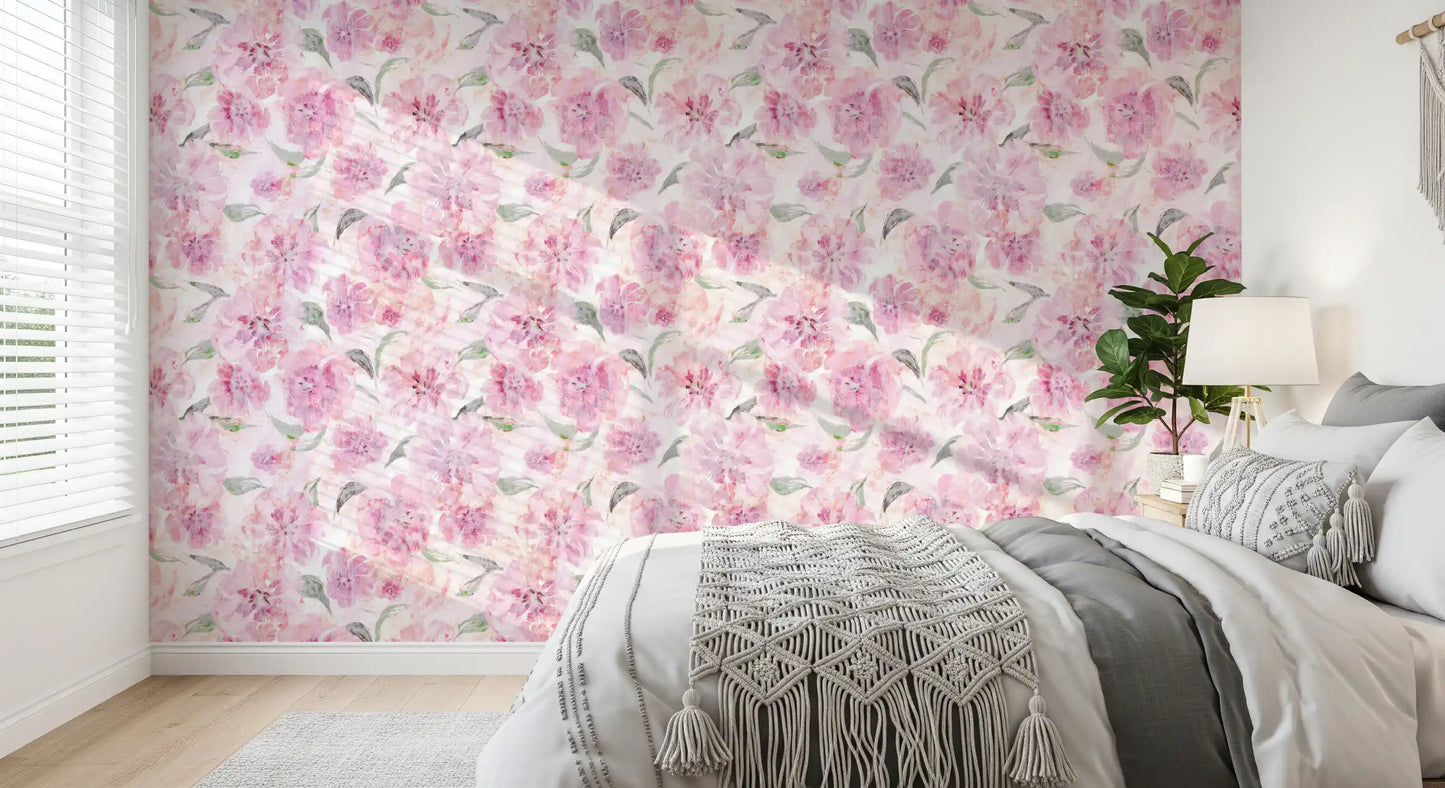 Tapet cu pensule florale acuarelă delicată⁠
