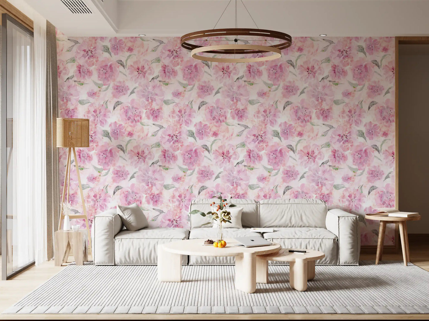 Tapet cu pensule florale acuarelă delicată⁠