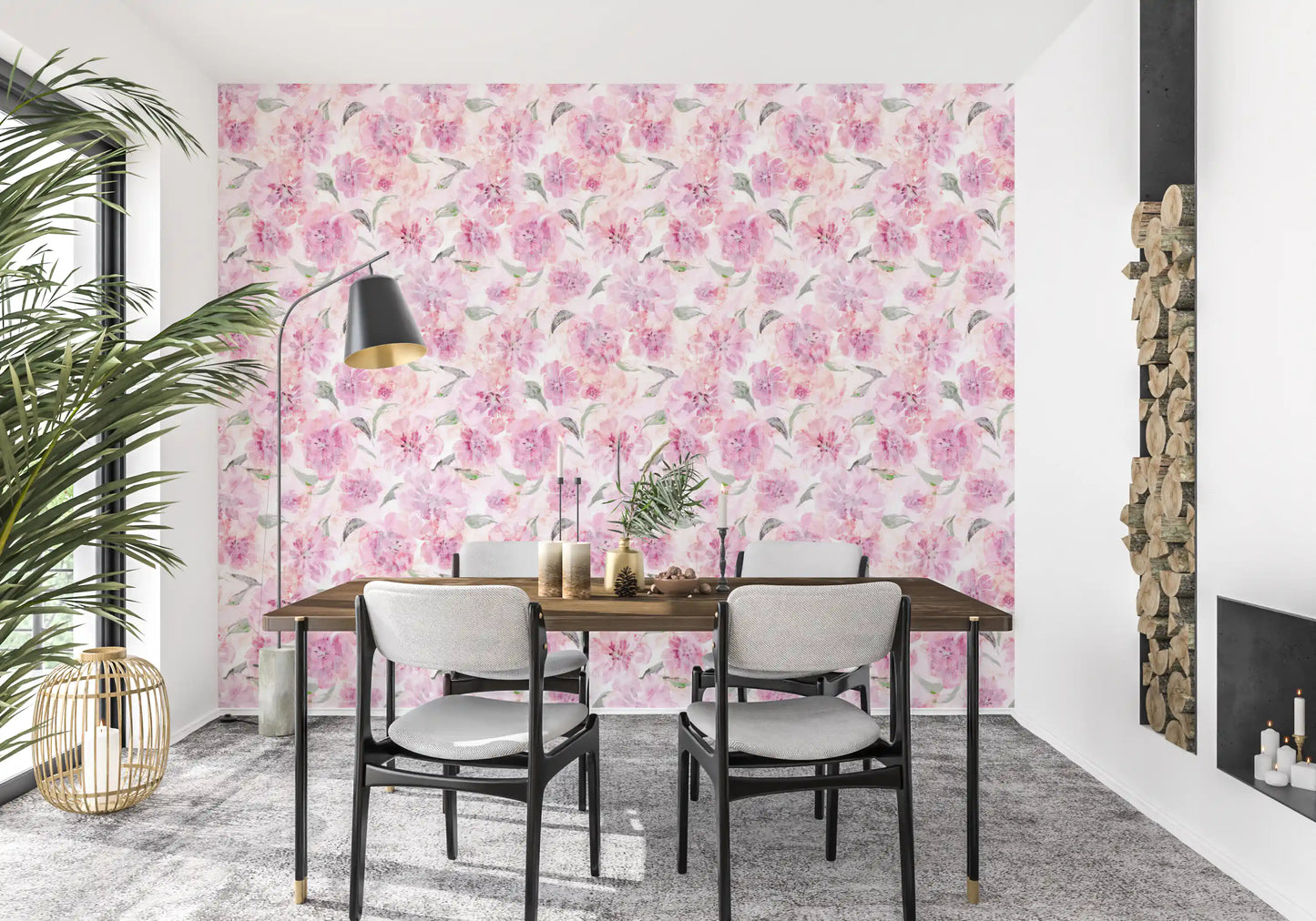 Tapet cu pensule florale acuarelă delicată⁠
