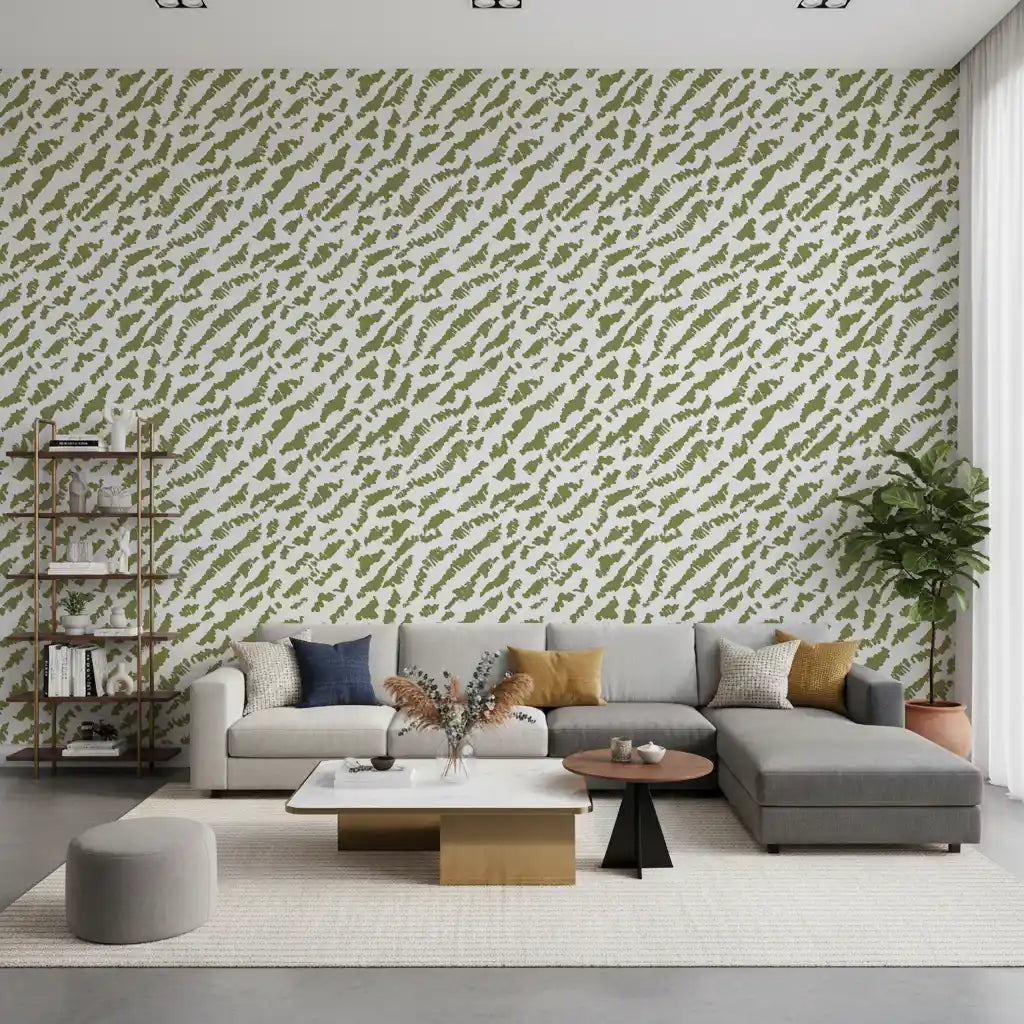 Sage green scribbles pattern the living room in this Texture wallpaper GD11650
