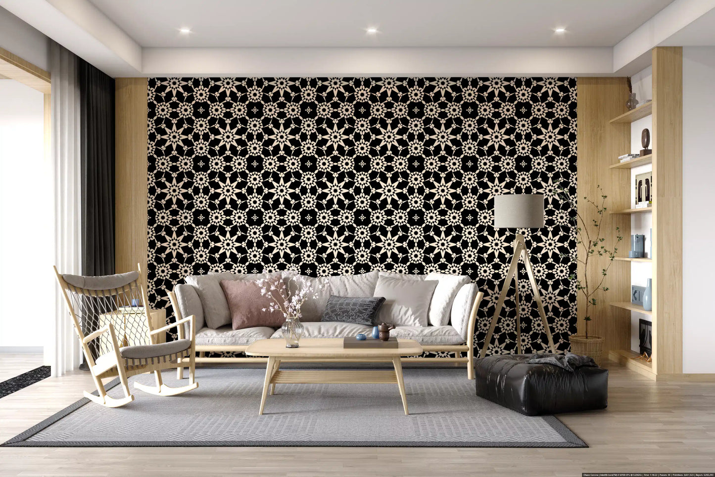 Geometric Arabesque Monochromatic Lattice Wallpaper⁠