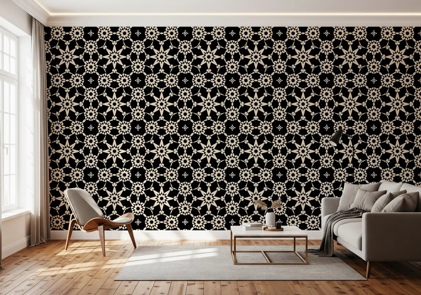 Geometric Arabesque Monochromatic Lattice Wallpaper⁠