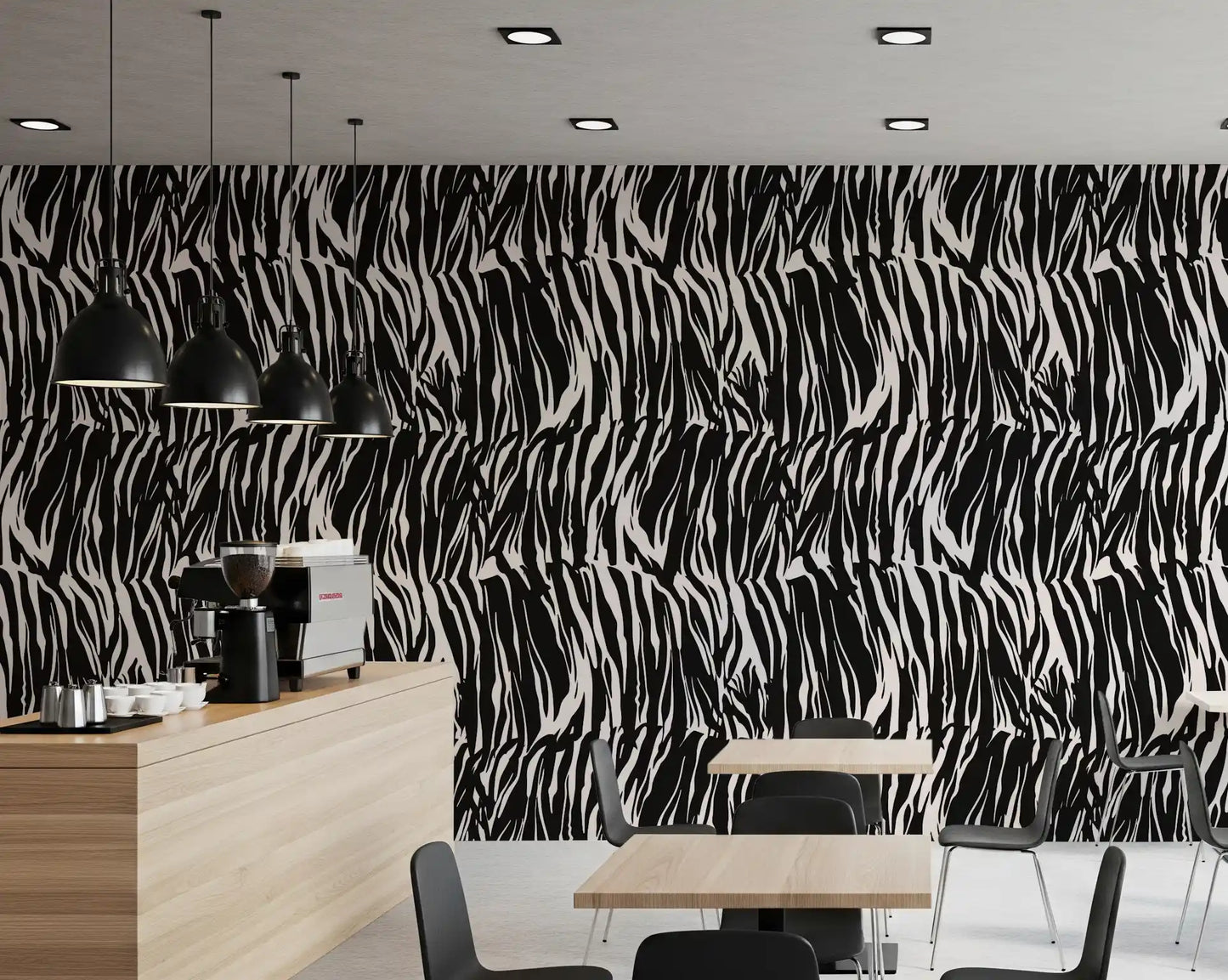 Papier peint abstrait à rayures zèbre⁠