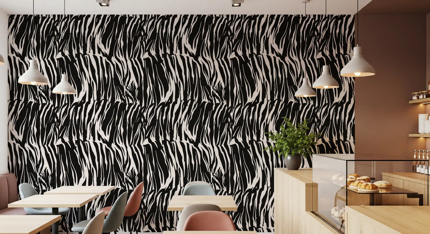 Papier peint abstrait à rayures zèbre⁠