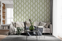 Sage Pinselstrich Diamantgitter Tapete