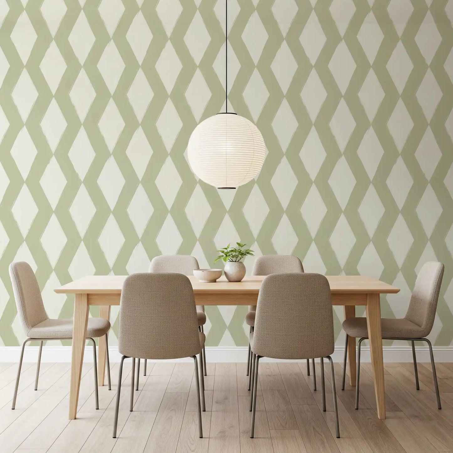 Sage Pinselstrich Diamantgitter Tapete