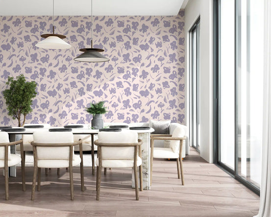 Lavendel Malet Blomstret Blomster Tapet⁠