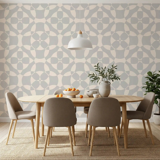 Papier peint minimaliste aux cercles géométriques doux