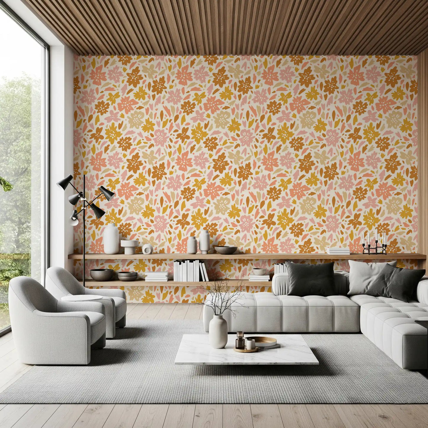Boho blomstereng tapettryk
