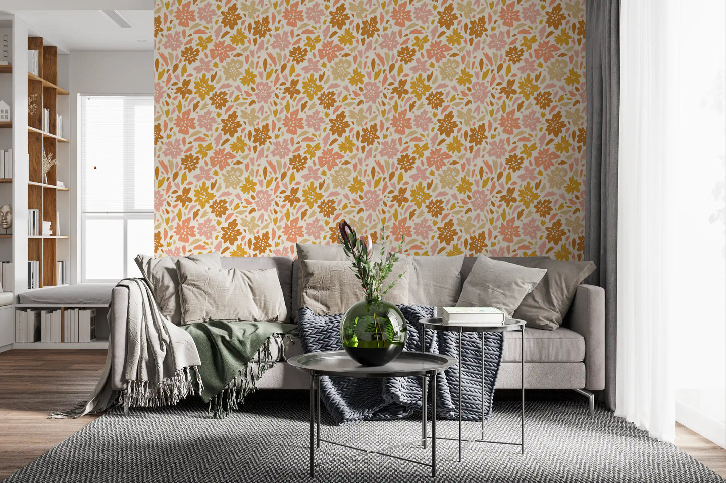 Boho blomstereng tapettryk