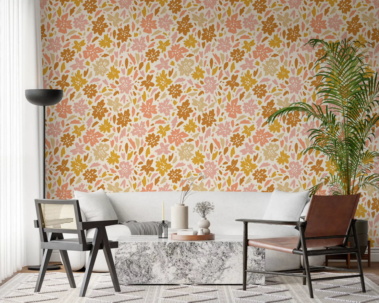 Boho blomstereng tapettryk