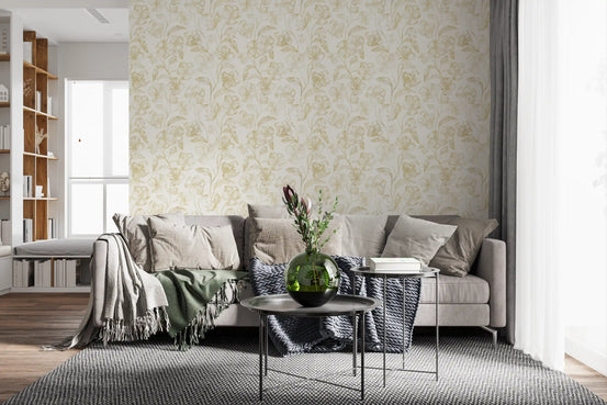 Golden Line Botaniska Skisser Tapet⁠