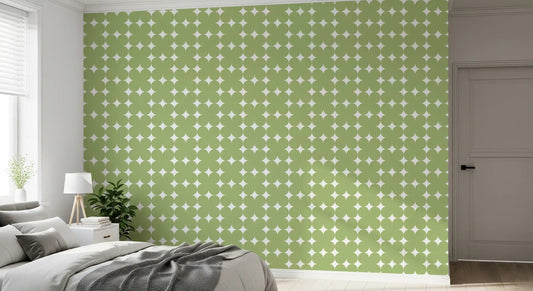Sage Geometric Clover Pattern Wallpaper⁠