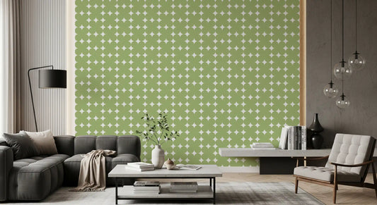 Sage Geometric Clover Pattern Wallpaper⁠