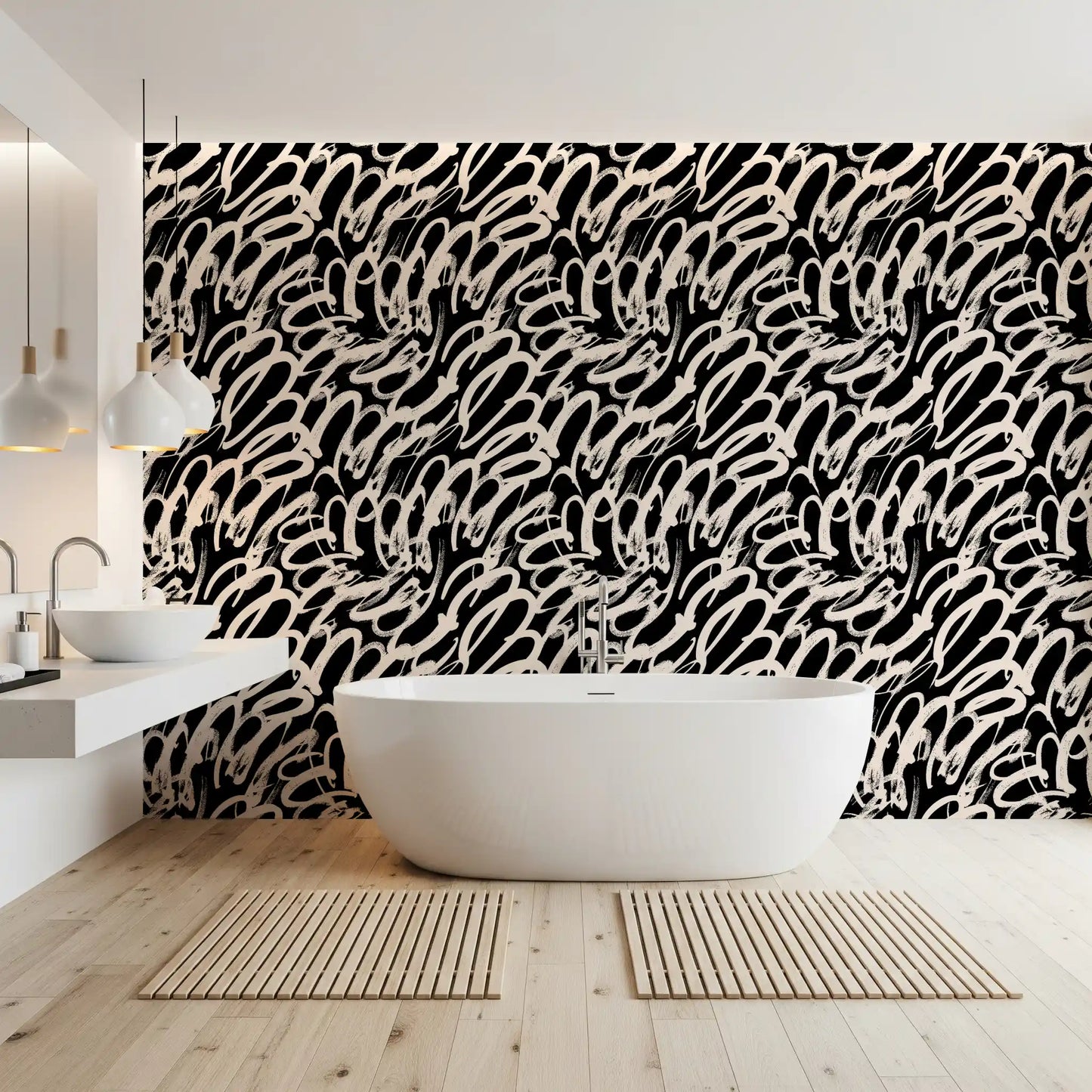 Tapeta z monochromatycznym abstrakcyjnym wzorem linii w formie spirali