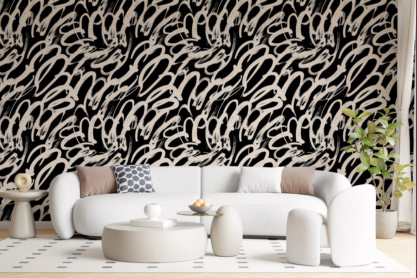 Tapeta z monochromatycznym abstrakcyjnym wzorem linii w formie spirali