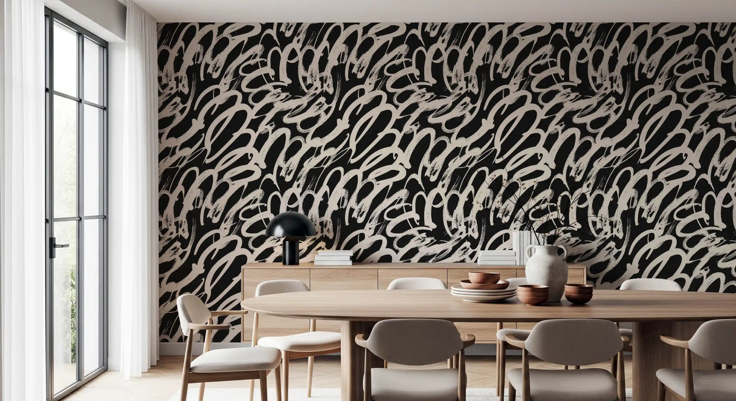Tapeta z monochromatycznym abstrakcyjnym wzorem linii w formie spirali