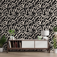 Tapeta z monochromatycznym abstrakcyjnym wzorem linii w formie spirali