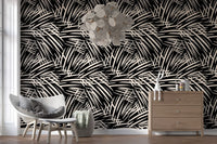 Monochrome Tapeten mit linearen Pinselstrichen