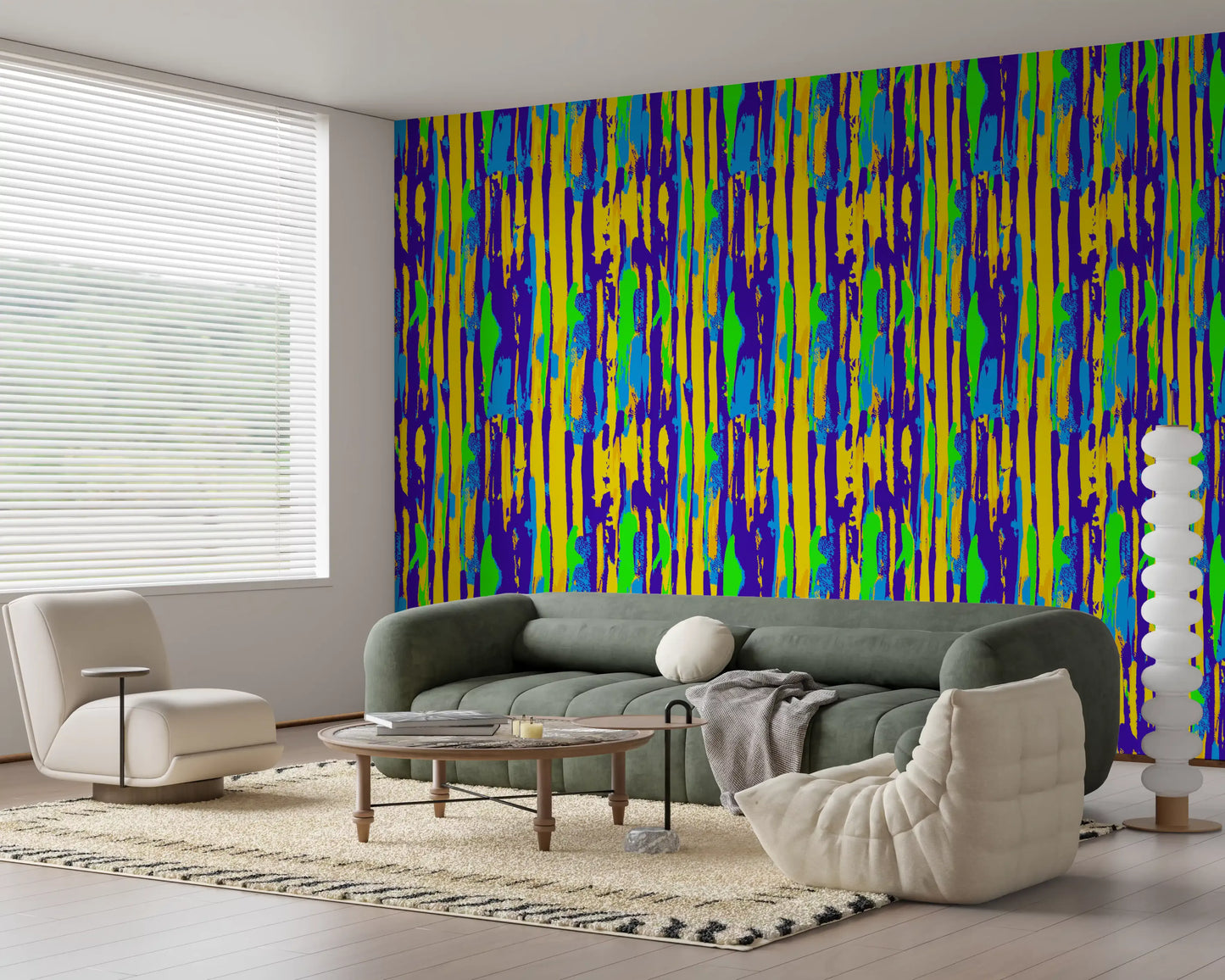 Vibrant Neon Brushstroke Stripe Wallpaper⁠