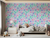 Abstract Beschilderd Weidebloem Behang