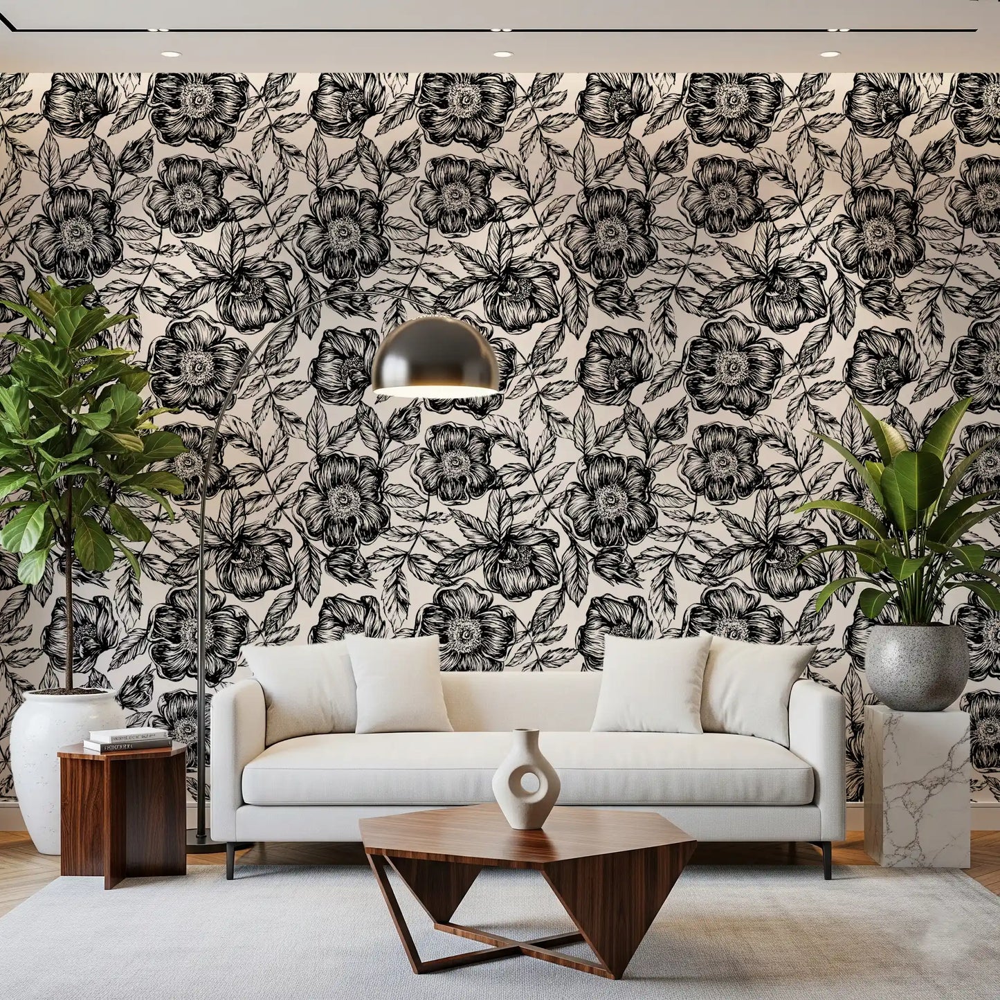 Ink Blossom Garden Wallpaper⁠