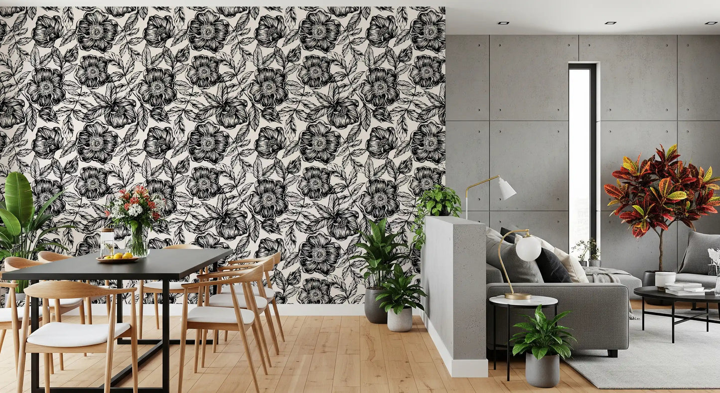 Ink Blossom Garden Wallpaper⁠