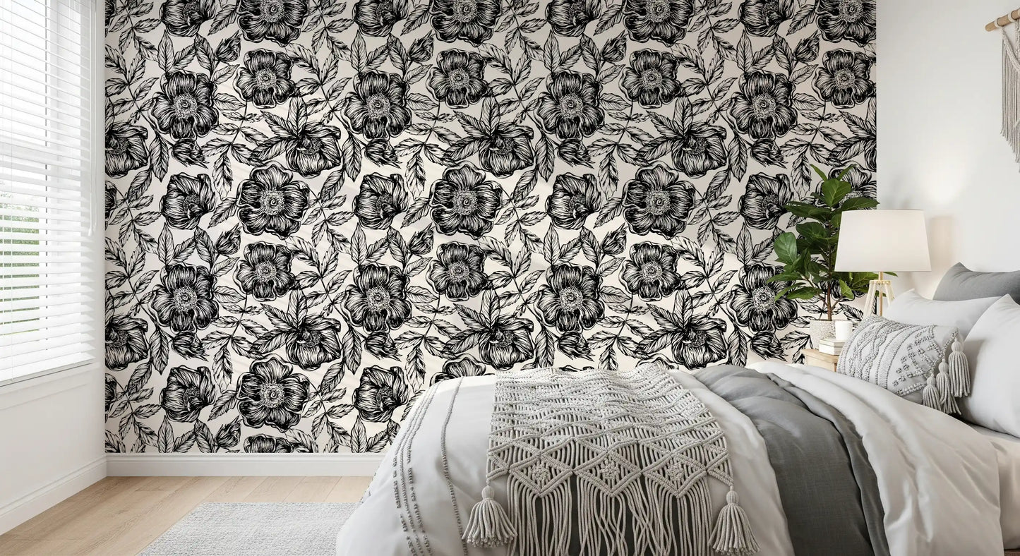 Ink Blossom Garden Wallpaper⁠