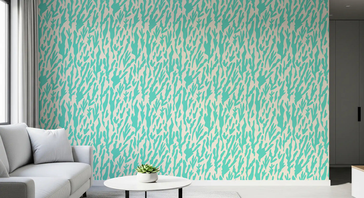 Minimalistisk teal botanisk bølgetapet⁠