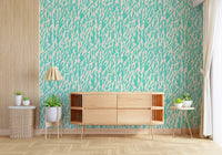 Minimalistisk teal botanisk bølgetapet⁠
