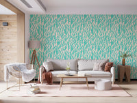 Minimalistisk teal botanisk bølgetapet⁠