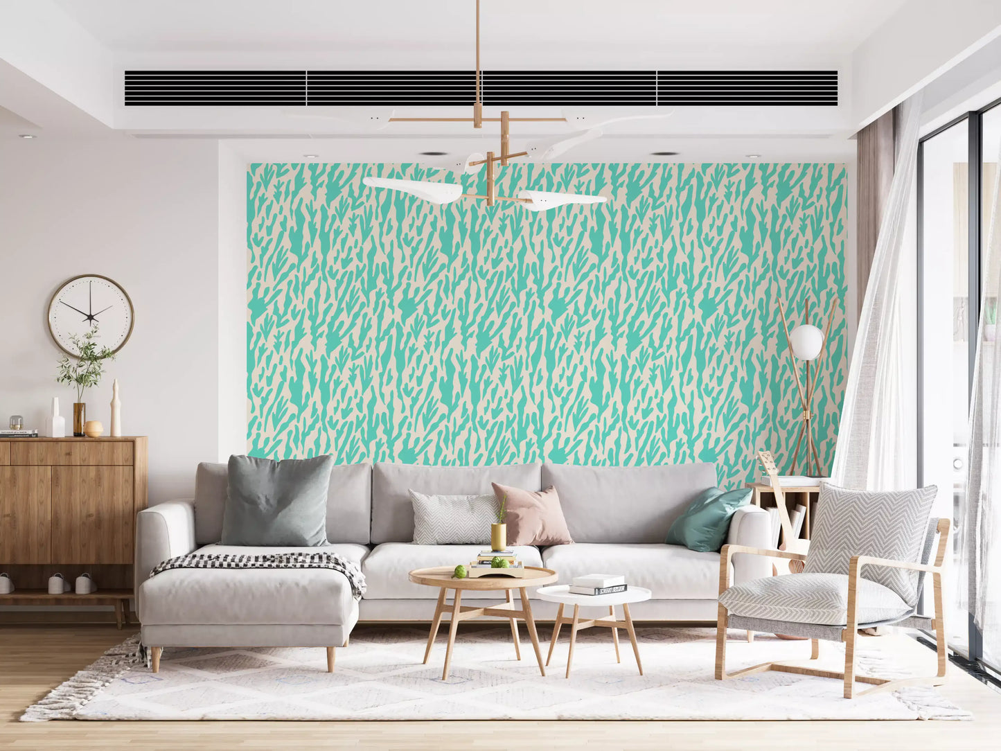 Minimalistisk teal botanisk bølgetapet⁠