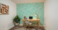 Minimalistisk teal botanisk bølgetapet⁠