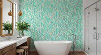 Minimalistisk teal botanisk bølgetapet⁠