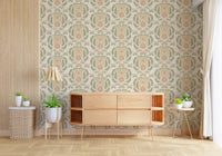 Salbei und Blush Damast Botanische Tapete