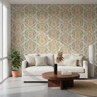 Salbei und Blush Damast Botanische Tapete