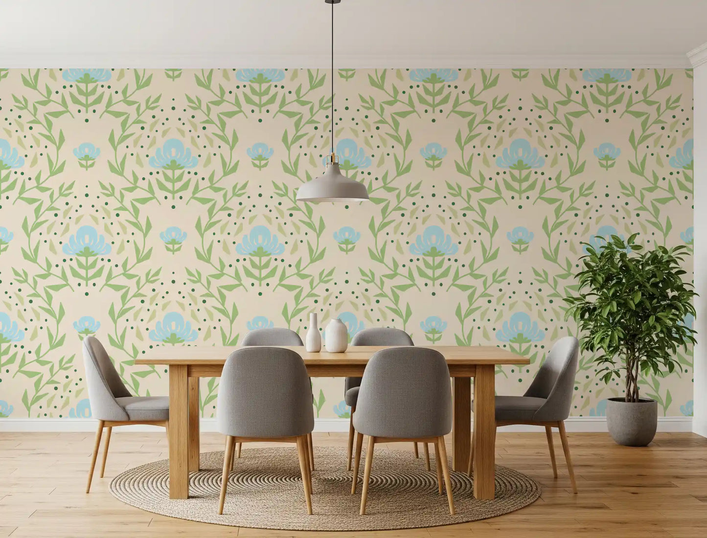 Nordic Bloom botanisk tryk tapet