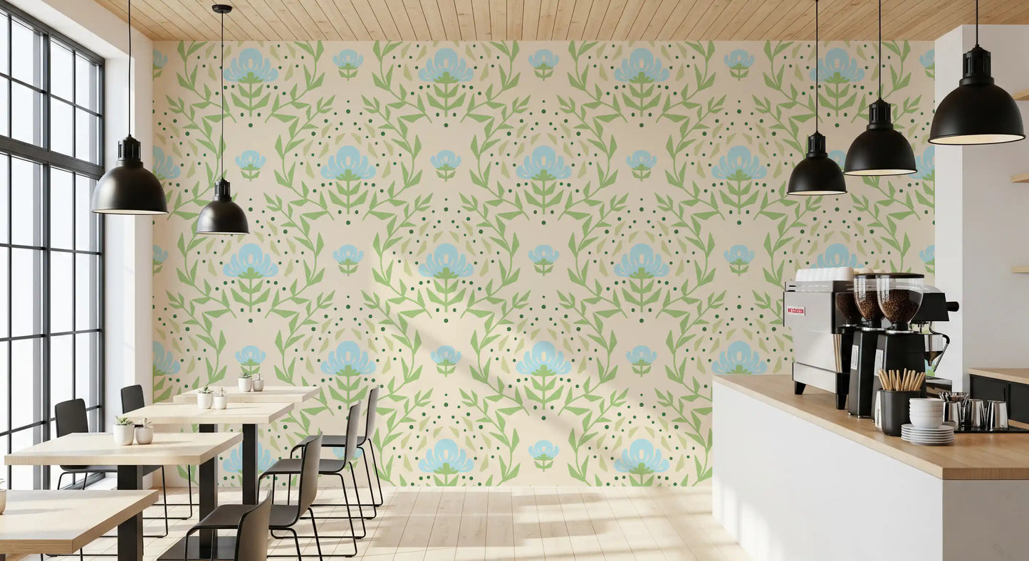 Nordic Bloom botanisk tryk tapet