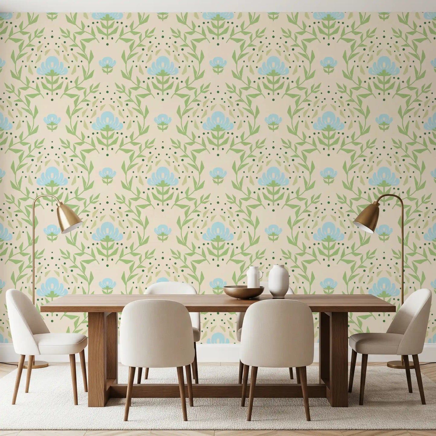 Nordic Bloom botanisk tryk tapet