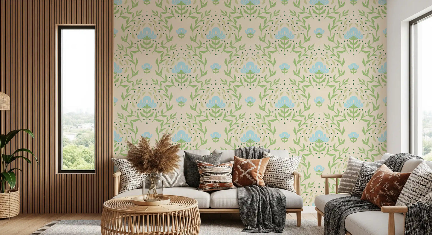 Nordic Bloom botanisk tryk tapet