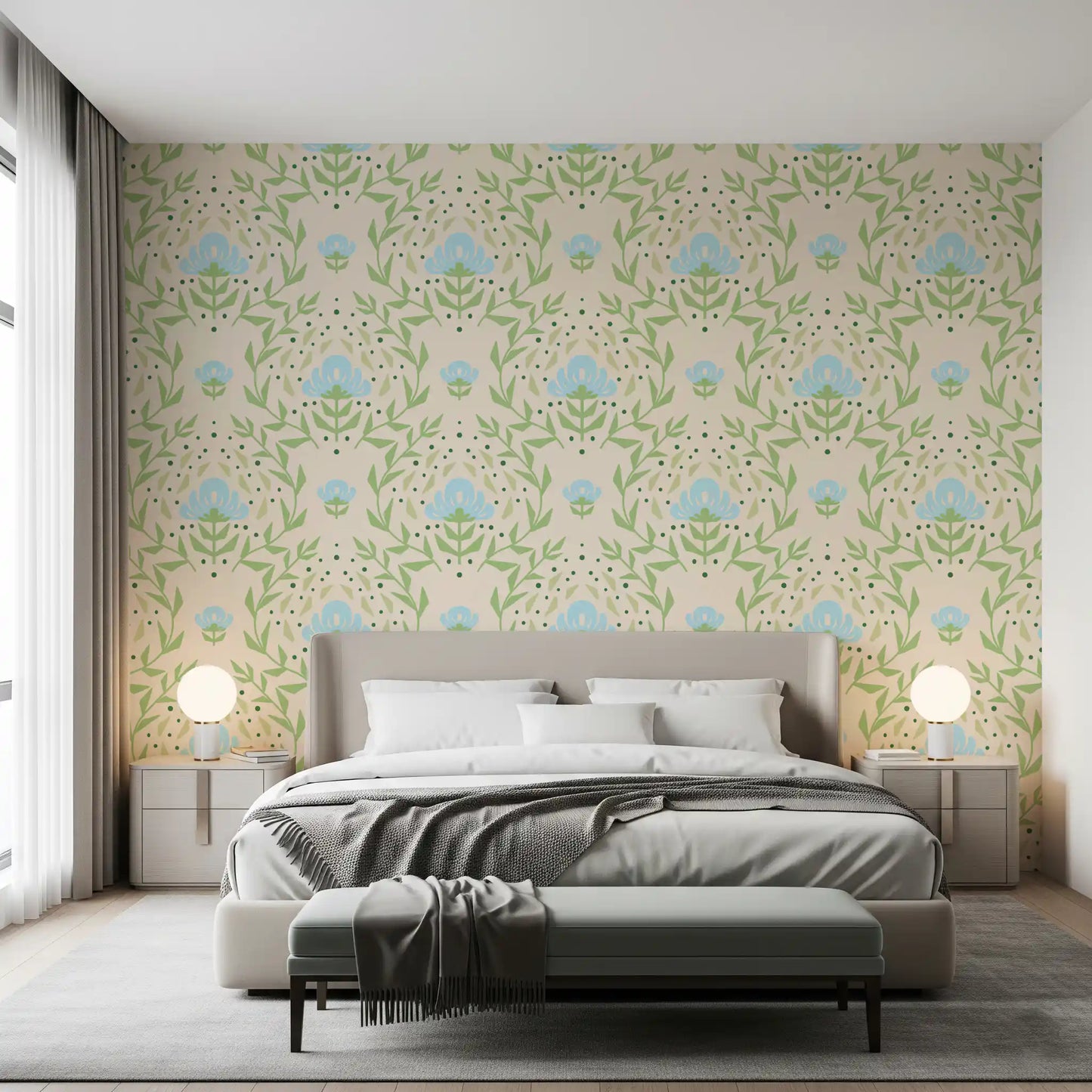 Nordic Bloom botanisk tryk tapet