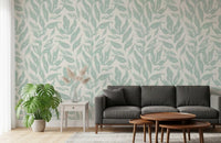 Sage Brushstroke Foliage Motif Wallpaper⁠