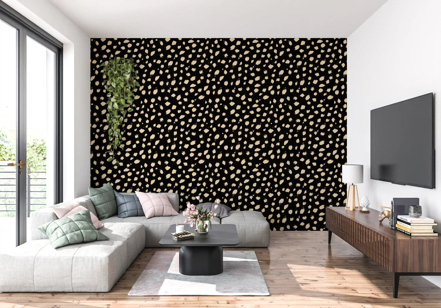 Papier peint motif taches d'encre abstraites⁠
