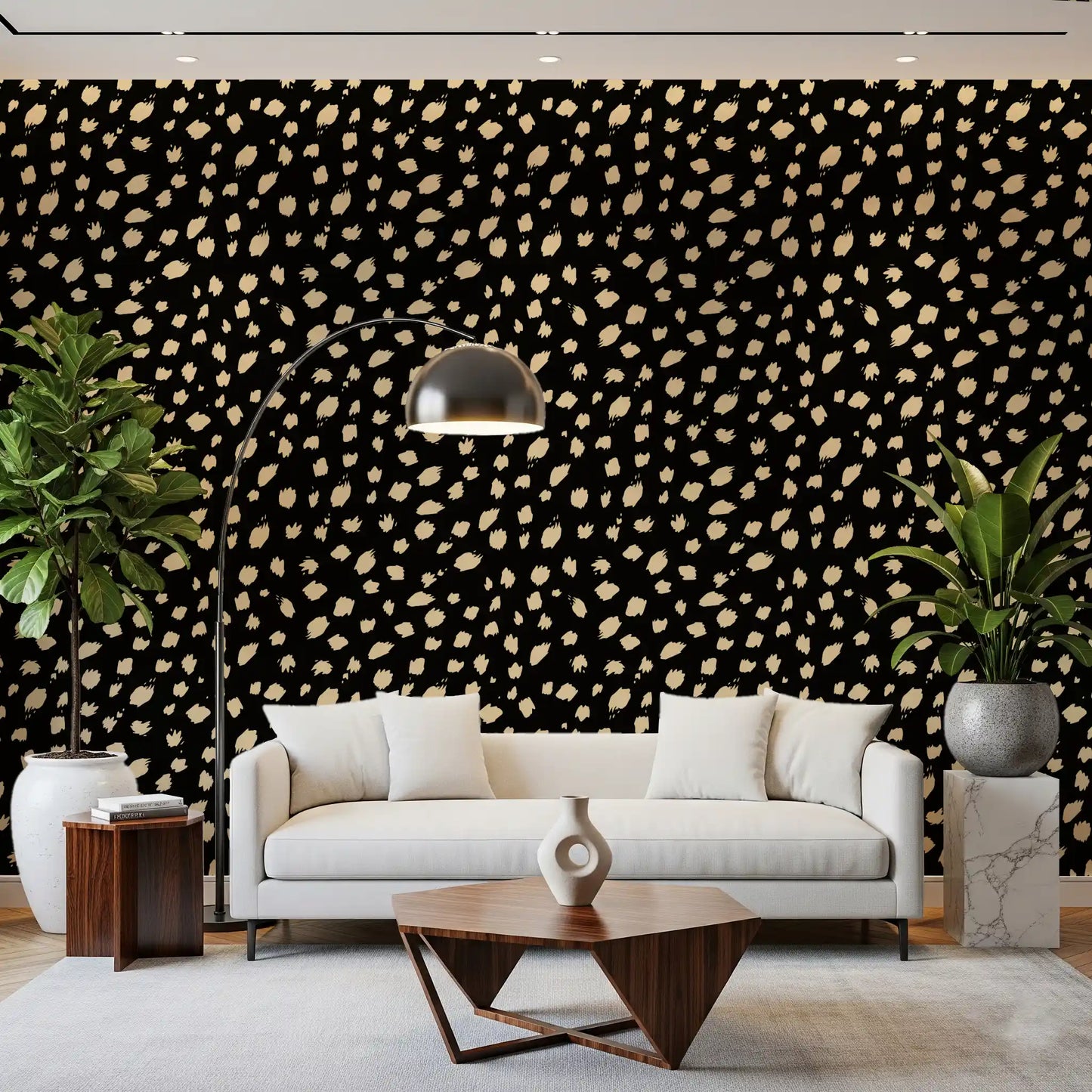 Papier peint motif taches d'encre abstraites⁠