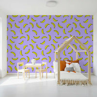 Papier peint imprimé banane pop jaune joyeux