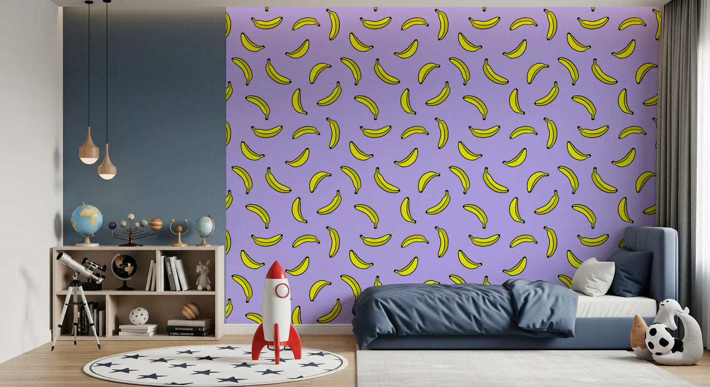 Papier peint imprimé banane pop jaune joyeux